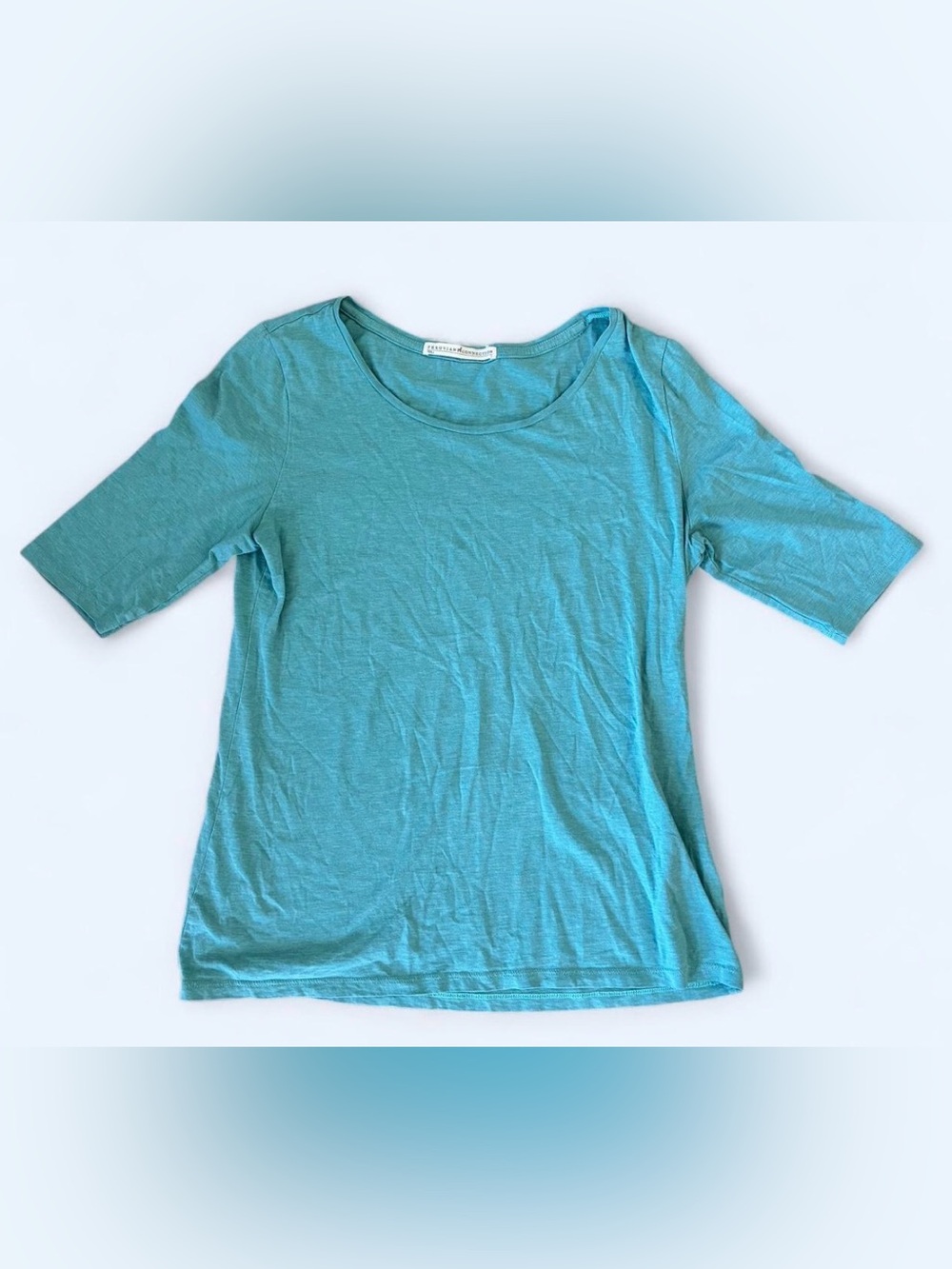 Peruvian connections Pima cotton short sleeve scoop neck tee Turquoise blue